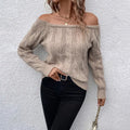 Women's Knit Sweater – Relaxed Fit – Off Shoulder – Cable Knit – Ribbed Edges