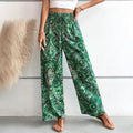 Women's Pants – Wide Leg – Elastic Waist – Breathable Lightweight Material – Bohemian Print