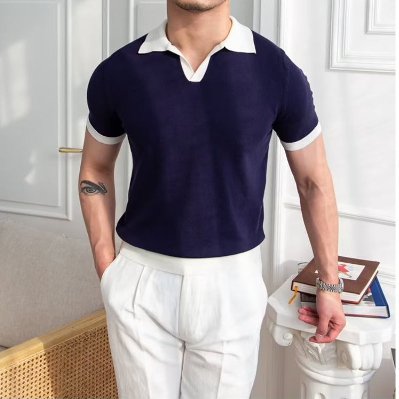 Men's polo shirt – Knitted cotton – Regular fit – Short sleeves with ribbed edge