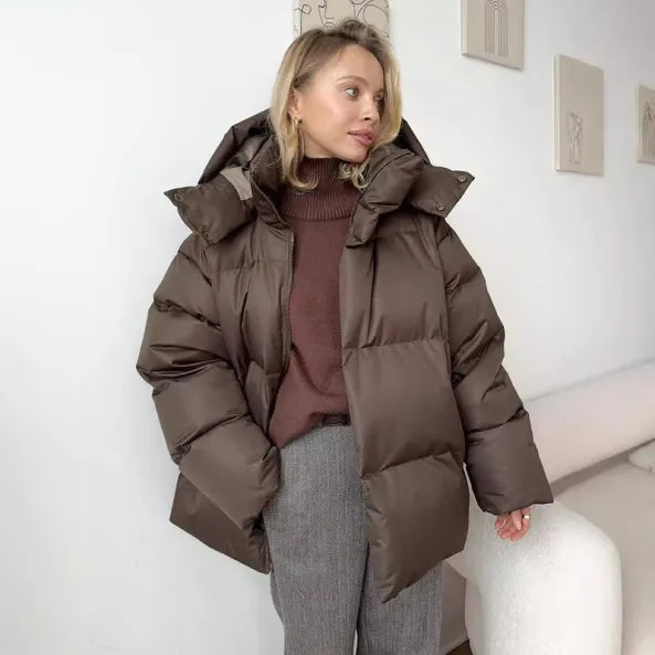 Water-Resistant Hooded Oversized Puffer Jacket