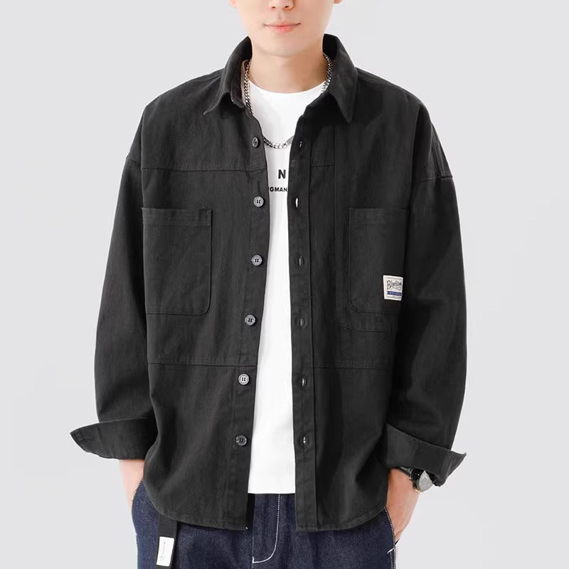Cotton Relaxed Fit Chest Pocket Overshirt Jacket