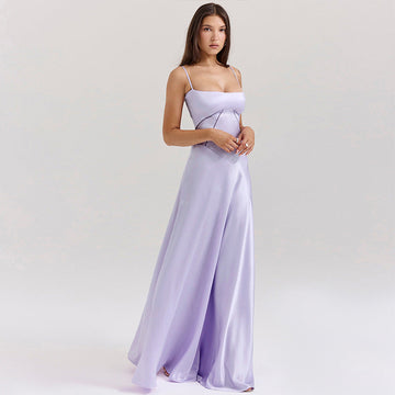 Satin A-line Cut-out Evening Dress