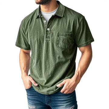 Breathable Relaxed Fit Chest Pocket Polo Shirt