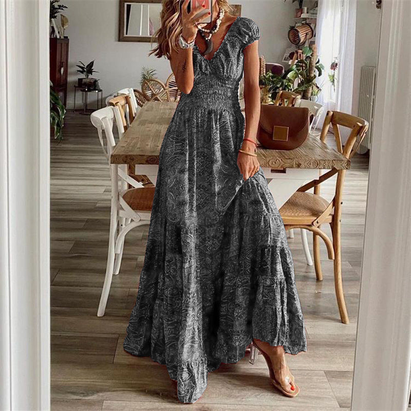 Breathable Cotton Smocked Tiered Maxi Dress