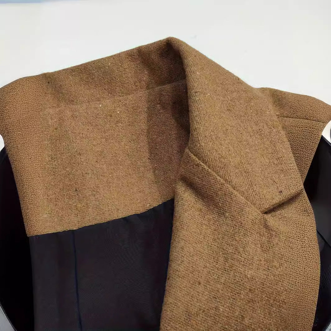 Notch Lapel Wool Blend Slim Fit Vest