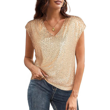 Sparkly V-Neck Elegant Fit Top