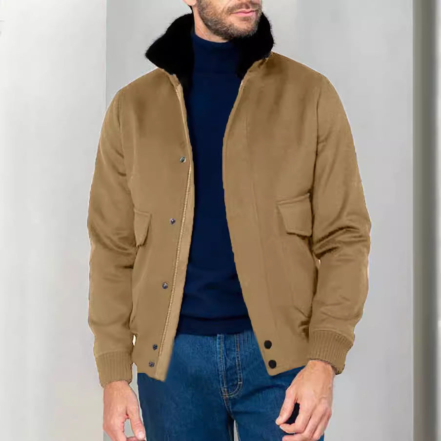 Tailored Tweed Turtleneck Collar Jacket
