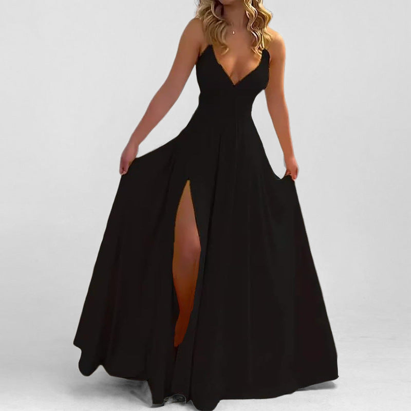 Satin Slim Fit High Slit Evening Dress