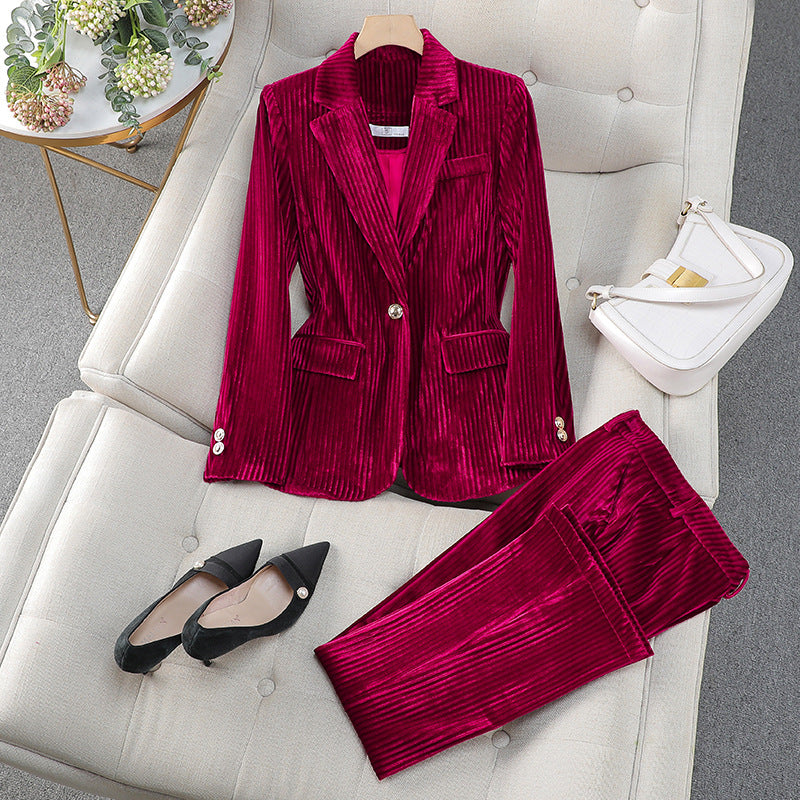 Velvet Tailored Fit Single Breasted Blazer Suit