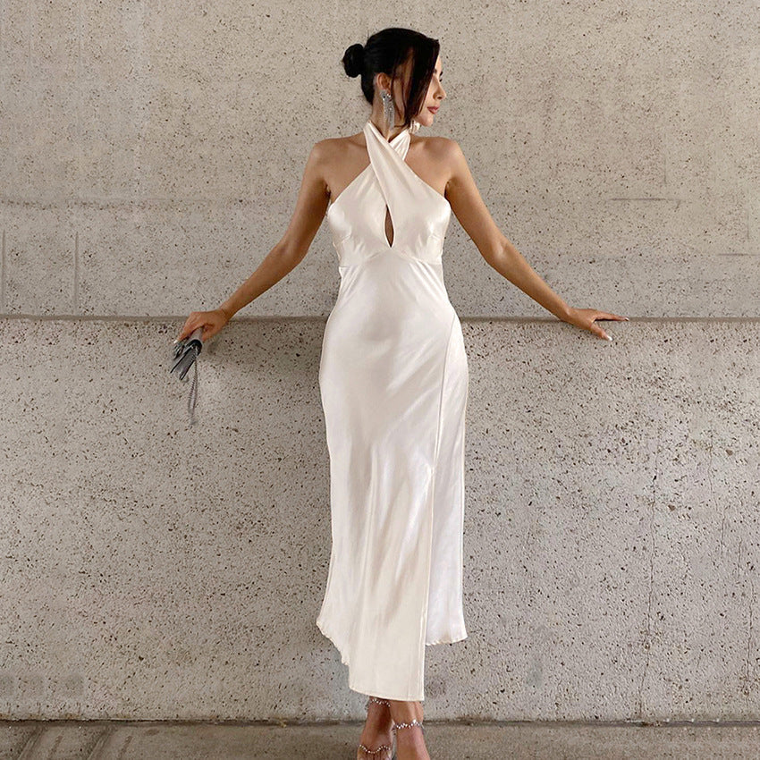 Satin Mermaid Cut Halterneck Evening Dress
