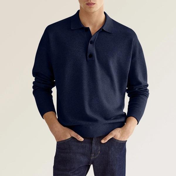 Soft Cotton Blend Long-Sleeved Polo Shirt