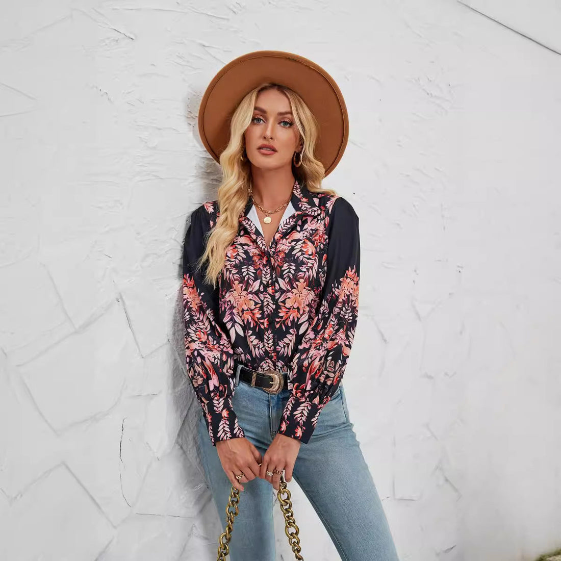 Floral Print Lightweight Relaxed Fit Blouse