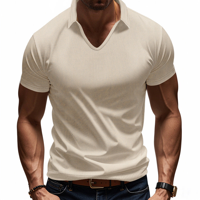 Men's Polo T-Shirt – V-Neck – Relaxed Fit – Breathable Cotton – Minimalist Style