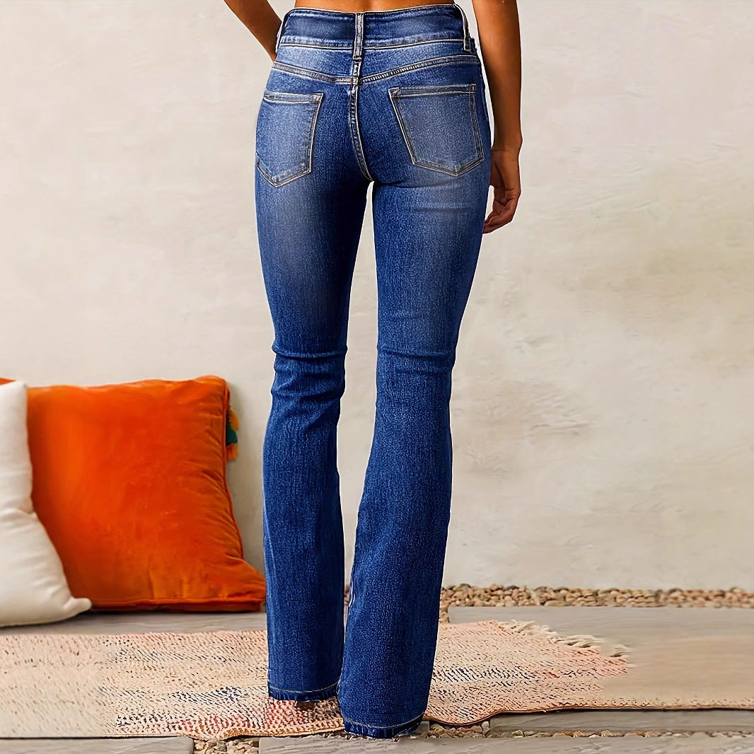 Stretch Flared High-Waist Jeans