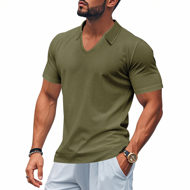 Men's Polo T-Shirt – V-Neck – Relaxed Fit – Breathable Cotton – Minimalist Style