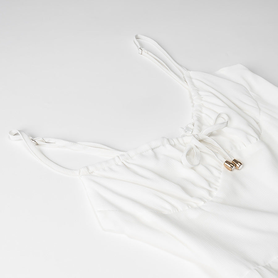 Women's Maxi Dress – Sleeveless A-line – Light Chiffon – Spaghetti Straps – Backless Layered