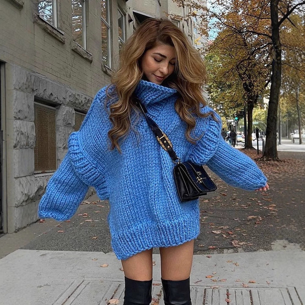 Chunky Knit Wool Oversized Pullover Sweatshirt