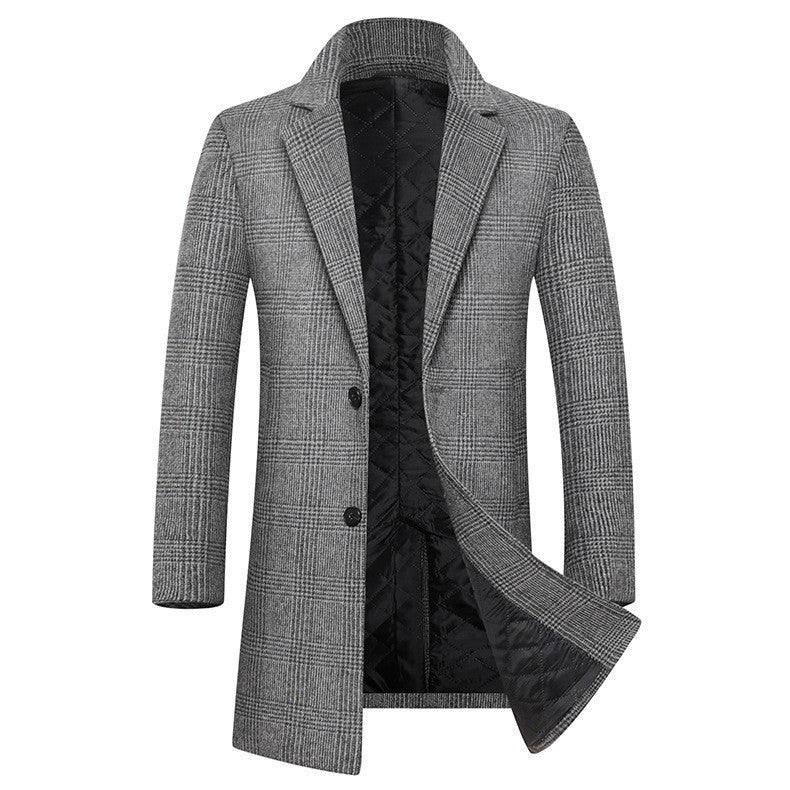Quilted Wool Blend Slim Fit Overcoat