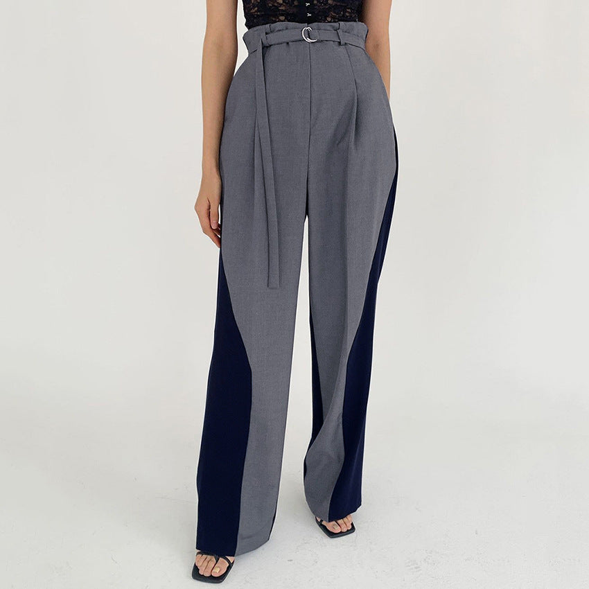 Colorblock Wide Leg High Waist Pants