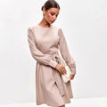 Dress for Women – Mid-Length – Tailored Fit – Tie Belt – Long Sleeves