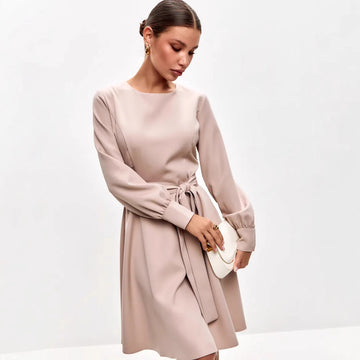 Mid-Length Tailored Fit Tie Belt Dress
