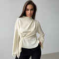 Women's Blouse – Chiffon – Elegant Draped Fit – Long Sleeves – Tailored Look