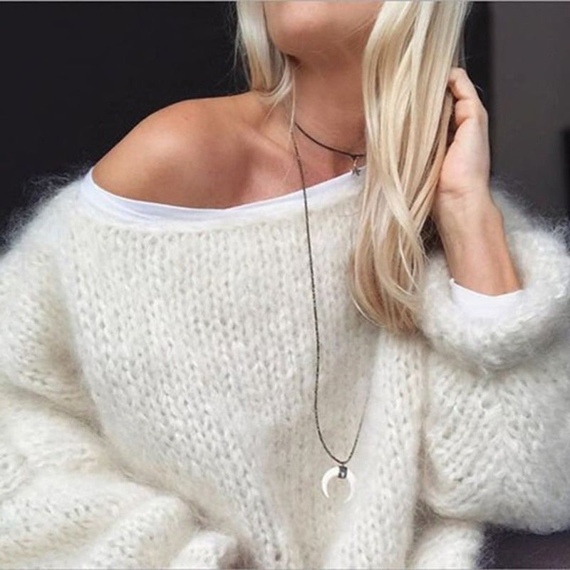 Women's Knit Sweater – Oversized Fit – Chunky Knit – Long Style – Soft Mohair Feel