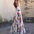 Women's Maxi Dress – A-line Fit – Floral Print – V-neckline – Sleeveless Backless