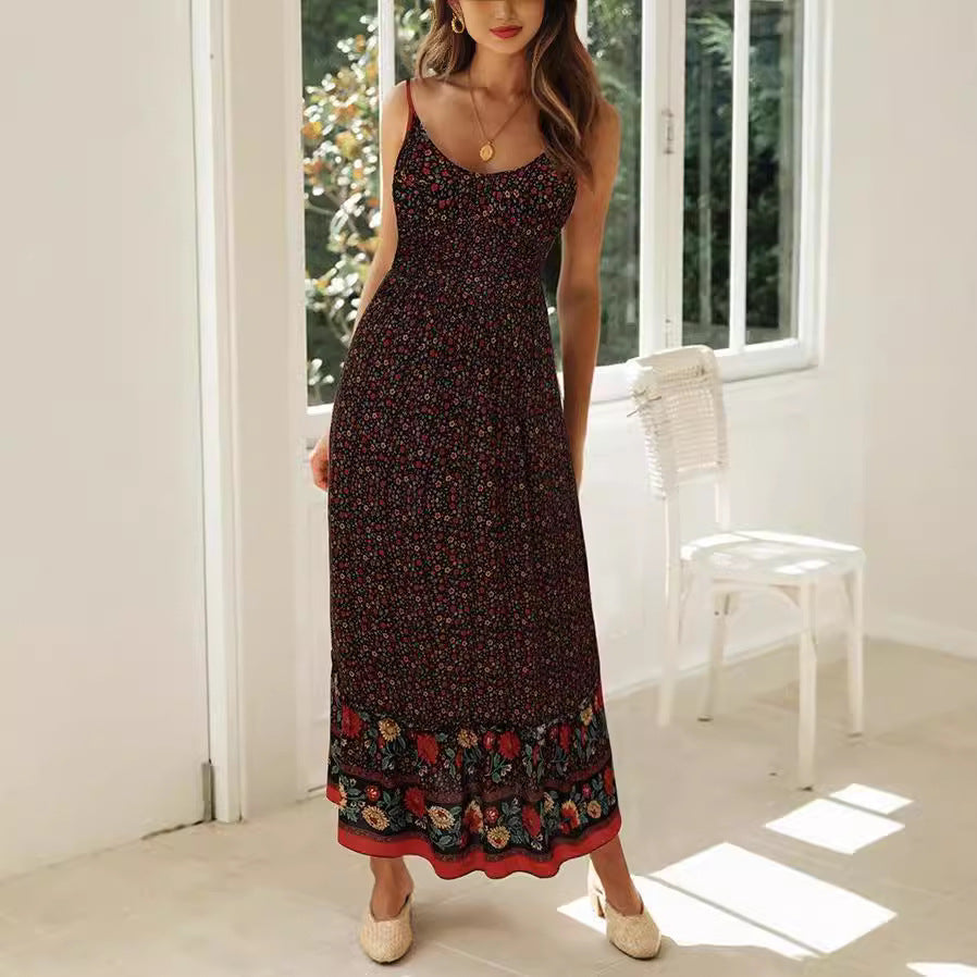 Dress for Women – Maxi – Bohemian Fit – V-Neck – Light and Breathable – Floral Print