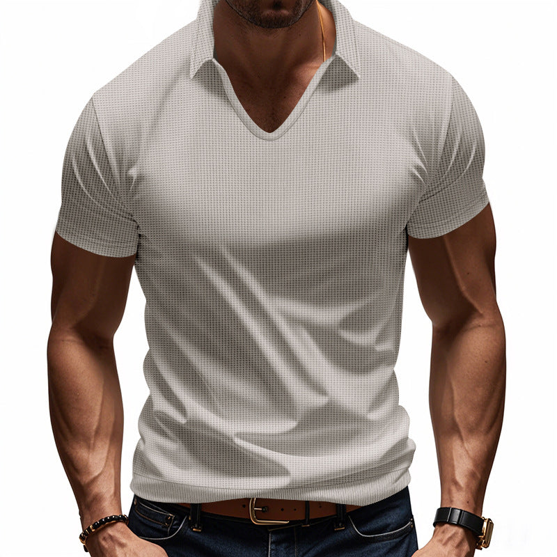 Men's Polo T-Shirt – V-Neck – Relaxed Fit – Breathable Cotton – Minimalist Style