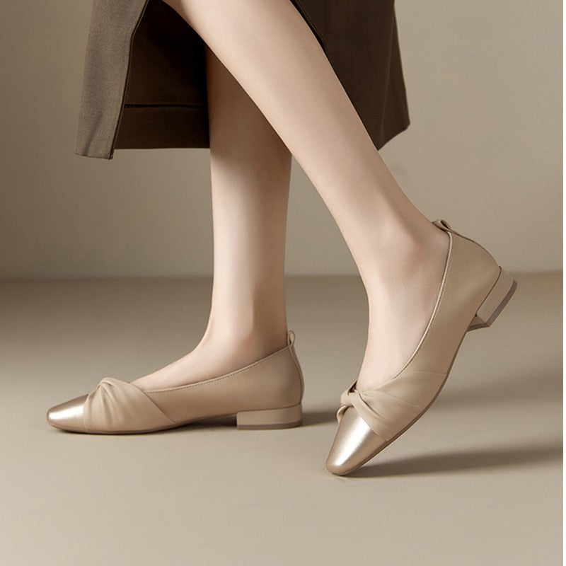 Soft Leather Pointed Toe Twist Detail Shoes