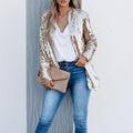 Women's Blazer – Sequin Coating – Tailored Fit – Open Front and Long Sleeves