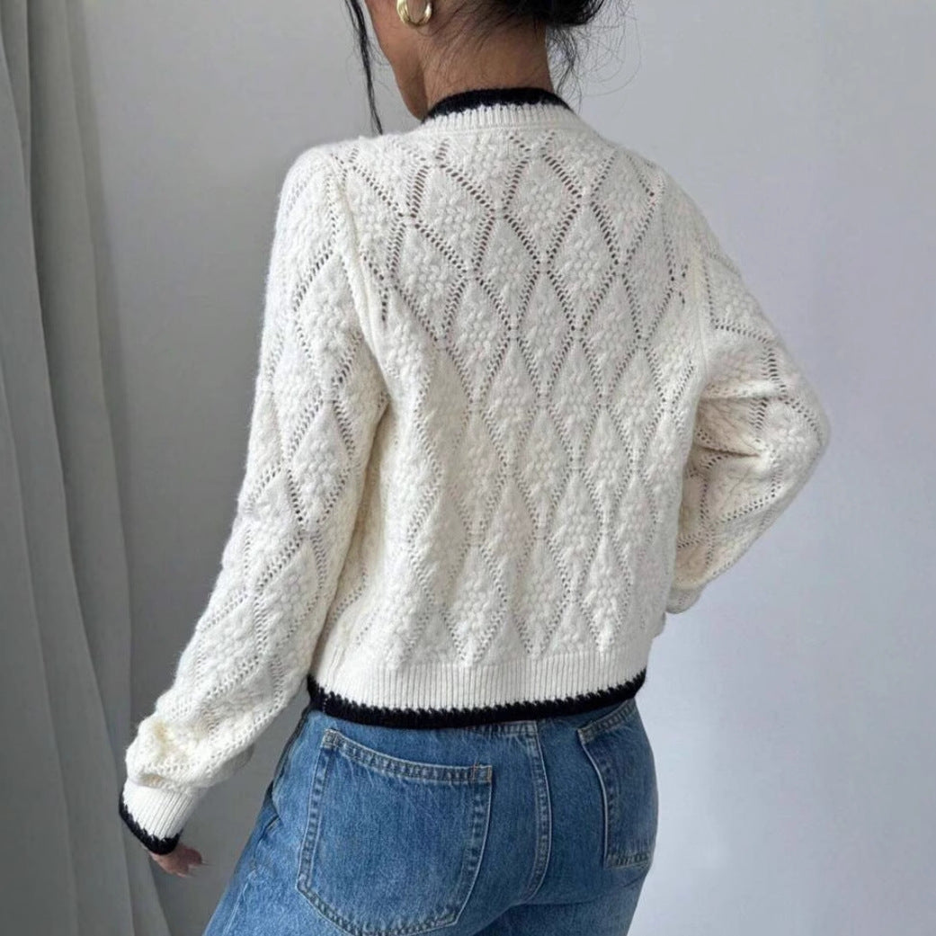 Women's Cardigan – Knit – Cropped Fit – Long Sleeves – Bow Closure – Casual