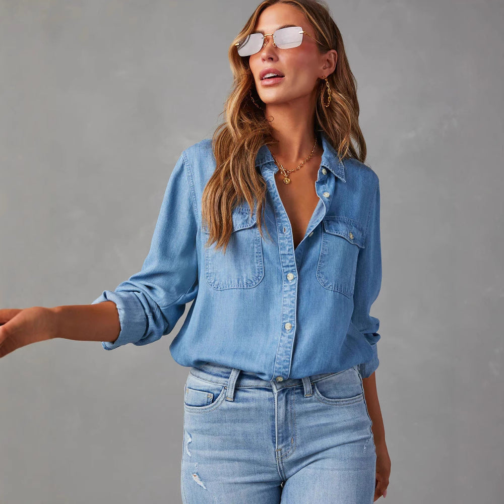 Relaxed Fit Long Sleeve Denim Shirt