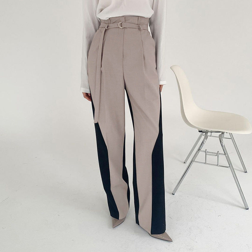 Colorblock Wide Leg High Waist Pants