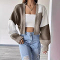 Women's Cardigan – Knit – Short Fit – V-Neck – Block Pattern – Casual Look
