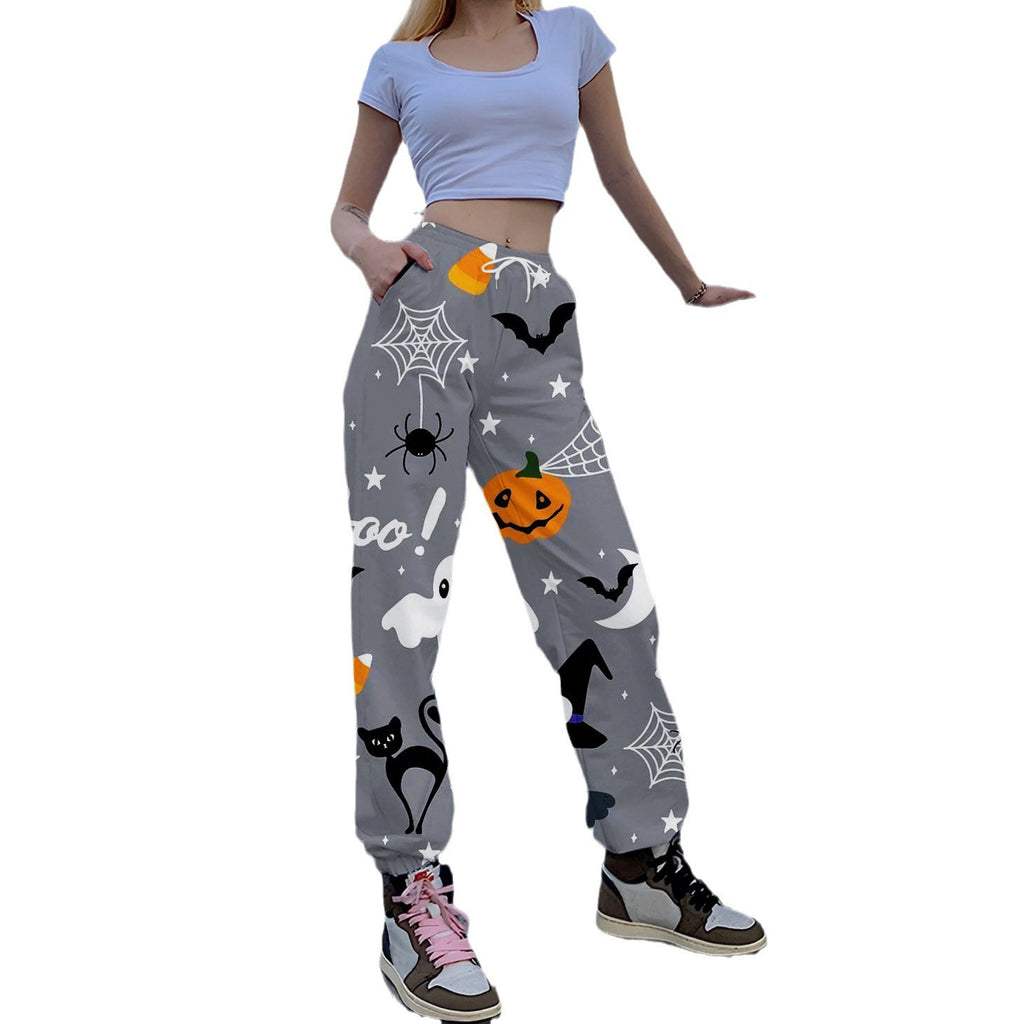 Bold Print Relaxed Fit Drawstring Trousers