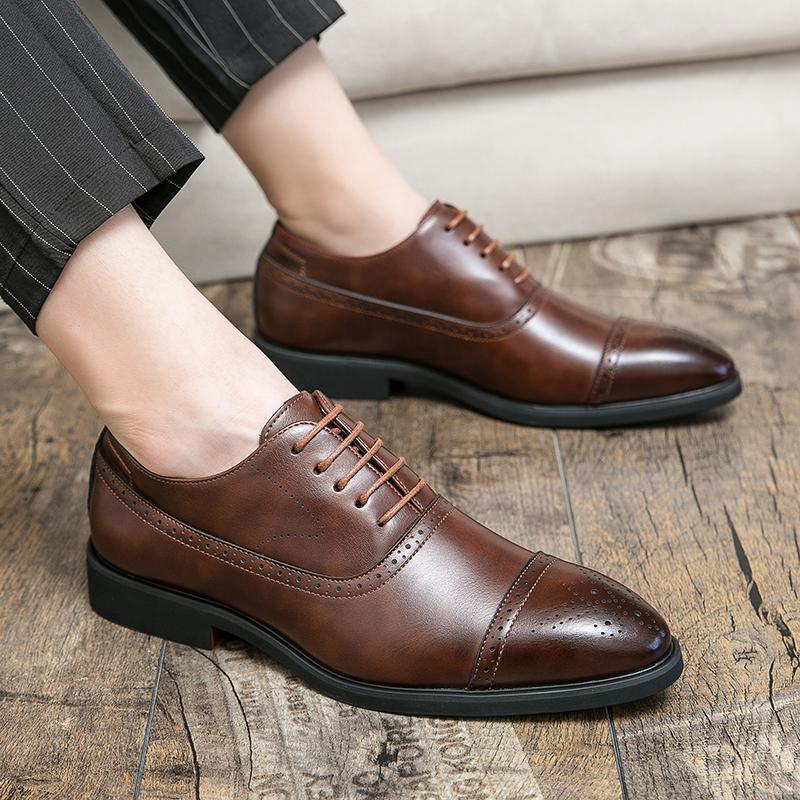 Brogue Red Sole Polished Leather Oxford Shoes
