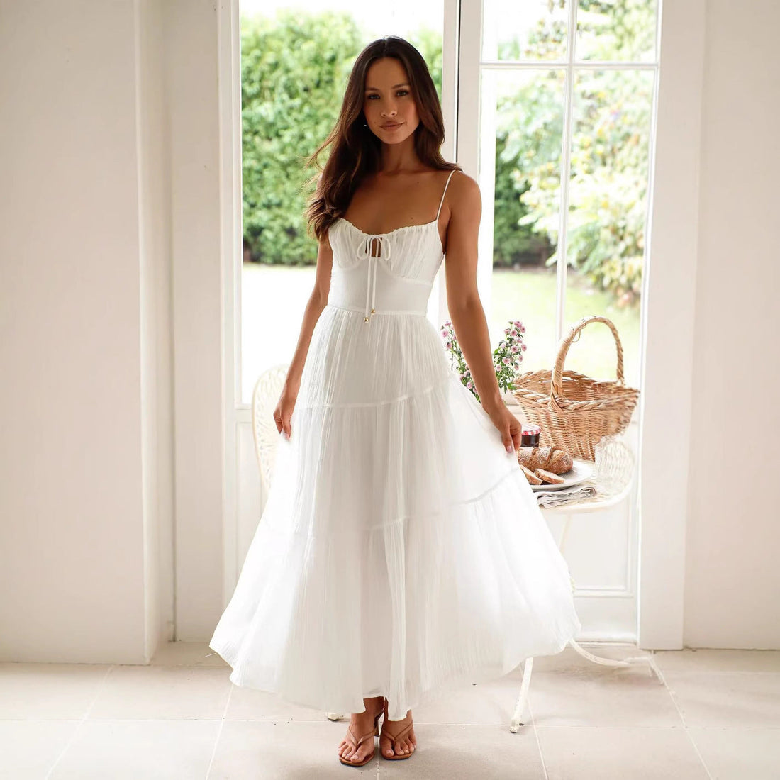 Light Chiffon A-line Backless Maxi Dress