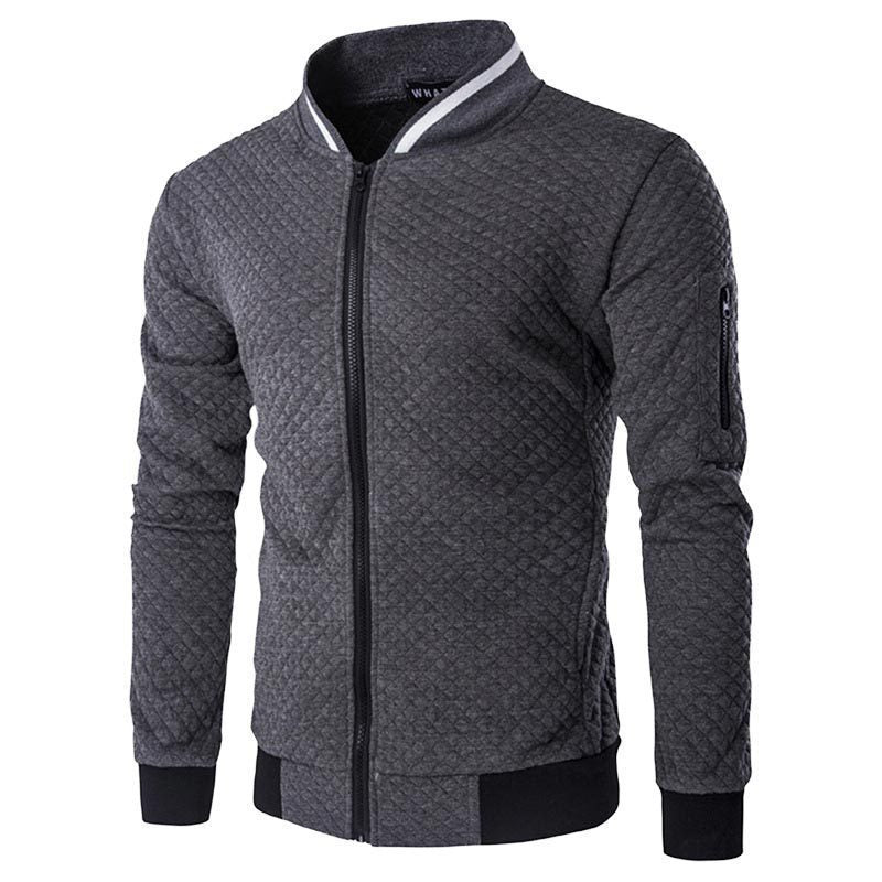 Quilted Slim Fit Zipper Sweatshirt Cardigan