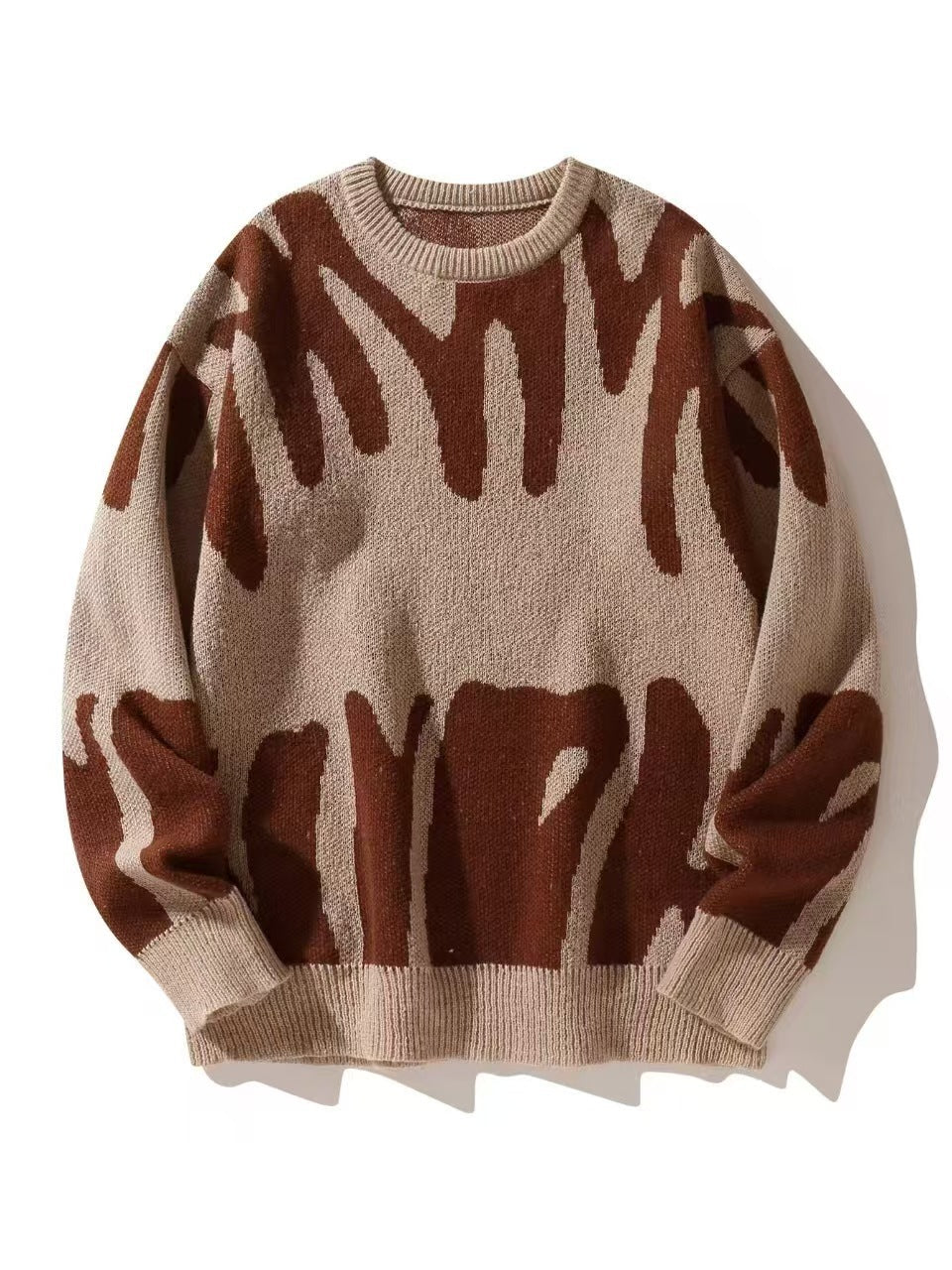 Wool Mix Jacquard Relaxed Knit Sweater