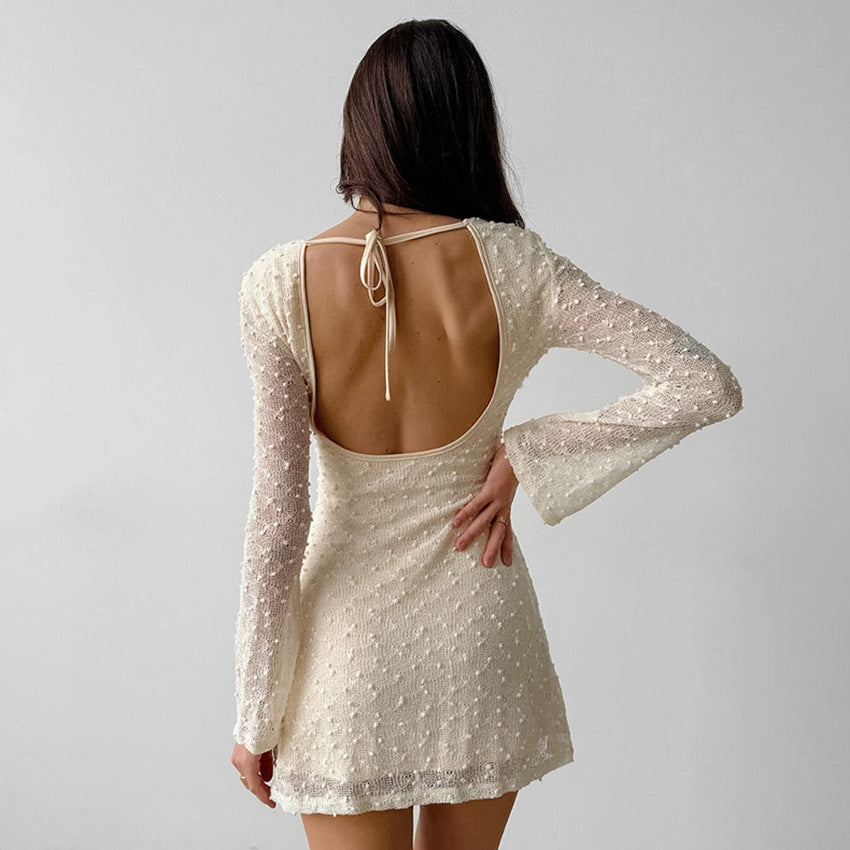 Jacquard Slim Fit Long Sleeve Mini Dress
