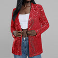 Women's Blazer – Sequin Coating – Tailored Fit – Open Front and Long Sleeves