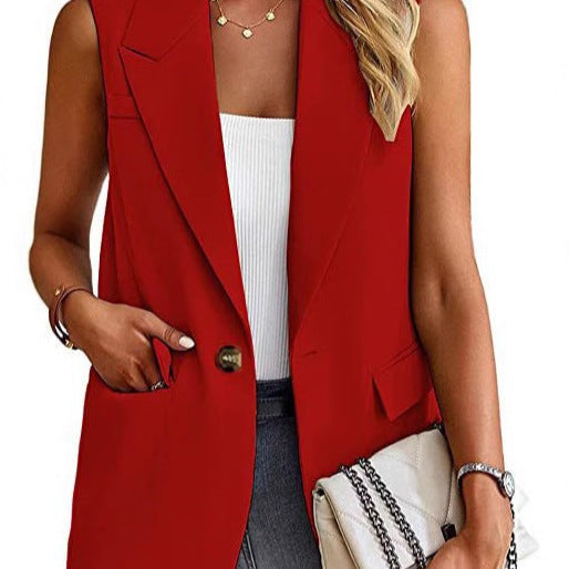 Sleeveless Tailored Notch Lapel Blazer Vest