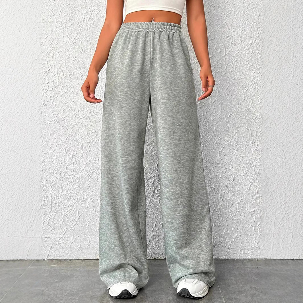 Women's trousers with wide legs – High waist – Light knit – Elastic waist – Relaxed fit