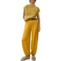 Women's Knit Set – Cropped Top with Chest Pocket – High-Waisted Wide Pants