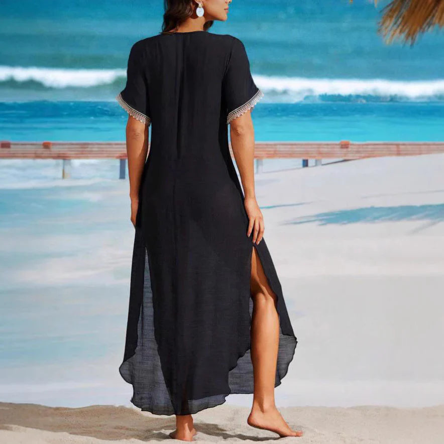 Cotton Blend Relaxed Fit Long Beach Dress