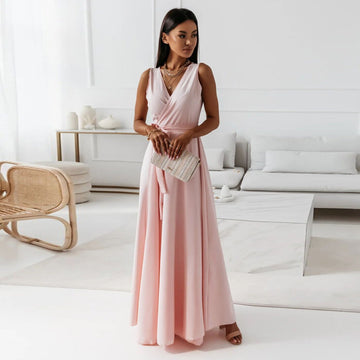 Flowy Belted Wrap Maxi Dress