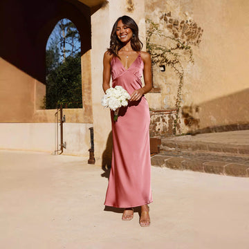 Satin Slim Fit Backless Evening Dress