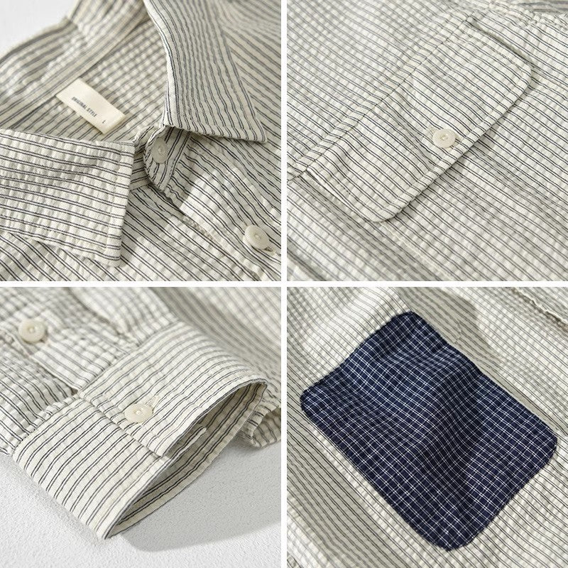 Men's Shirt – Relaxed Fit – Light Cotton – Striped – Long-Sleeved – Casual